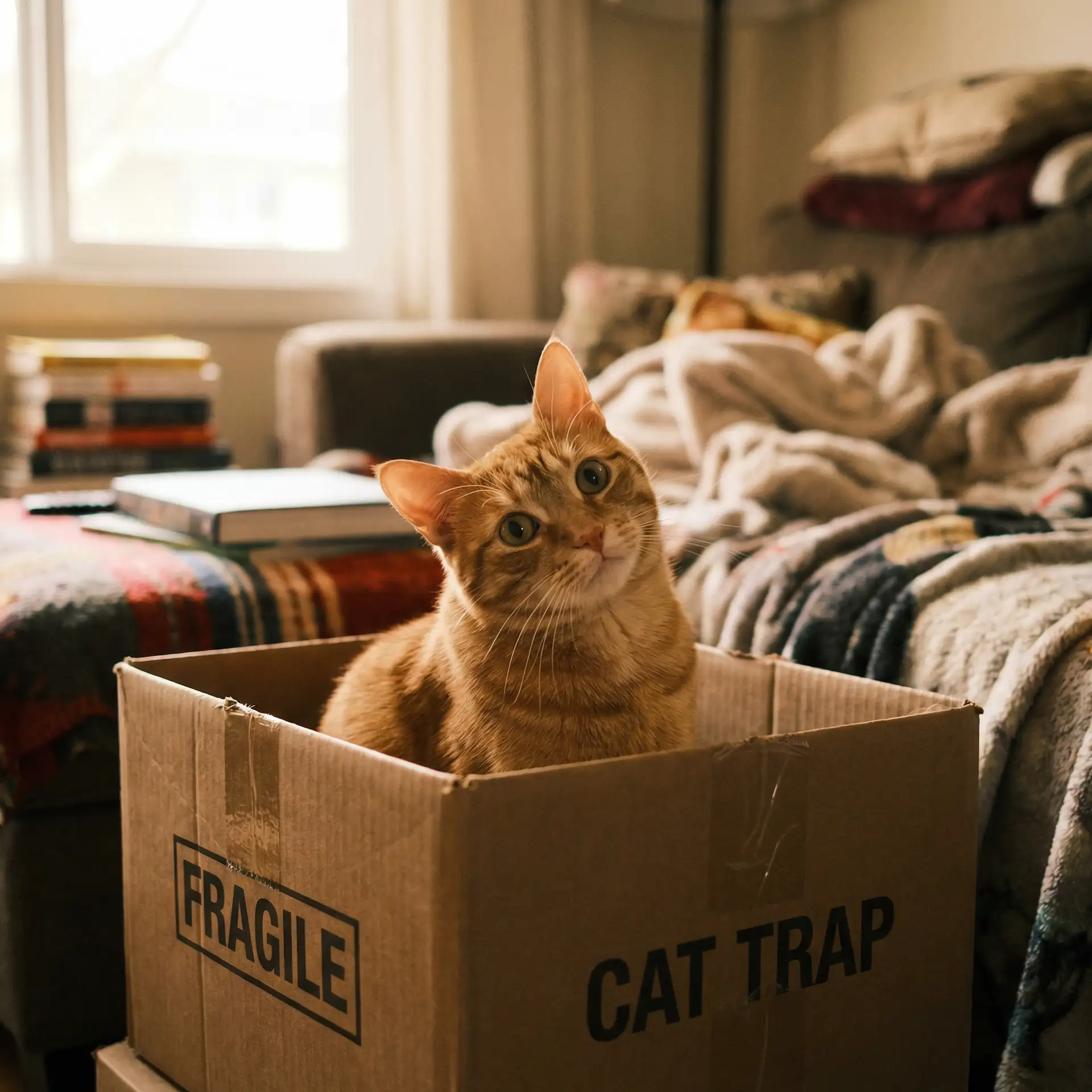 橘猫躲在纸箱里 - 琪琪的色原网站